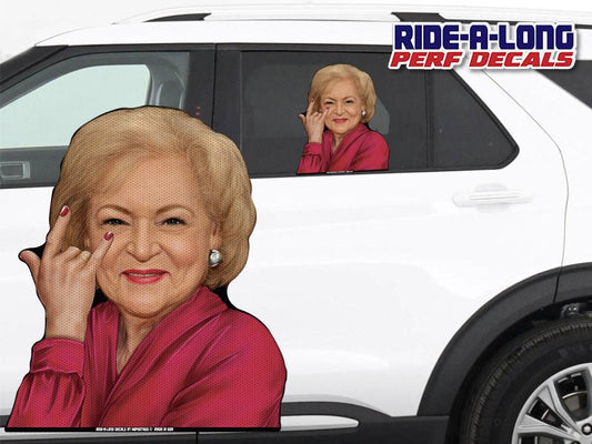 Betty White *RIDE A LONG* Perforated Decal - Angler's Pro Tackle & Outdoors