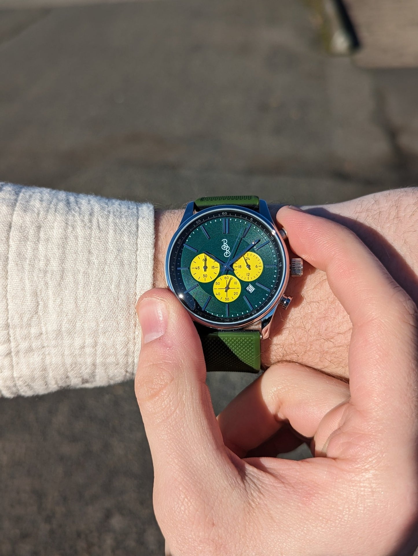 Beyond Boring Watch Co. Green and Yellow Chronograph - Angler's Pro Tackle & Outdoors