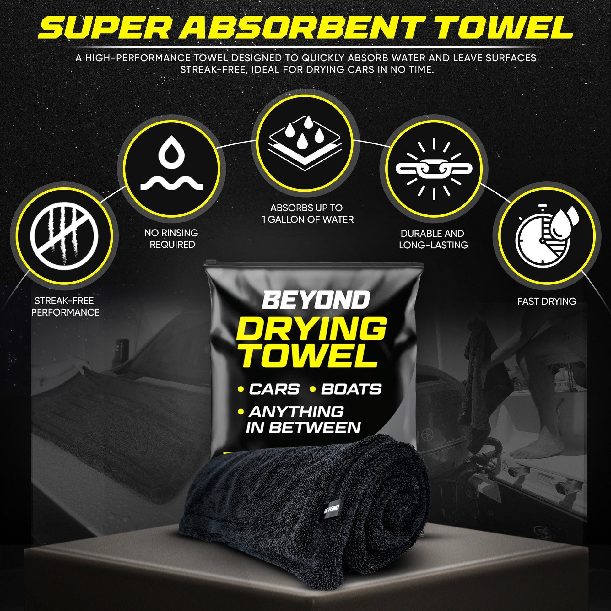 Beyond Drying Towel - Super Absorbent Large Premium Microfiber Towel - Angler's Pro Tackle & Outdoors