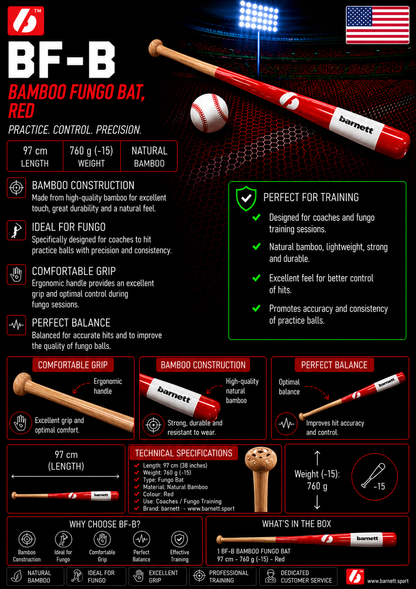 Barnett BF-B Baseball bat, fungo bamboo, size 35 (88,9 cm) Black