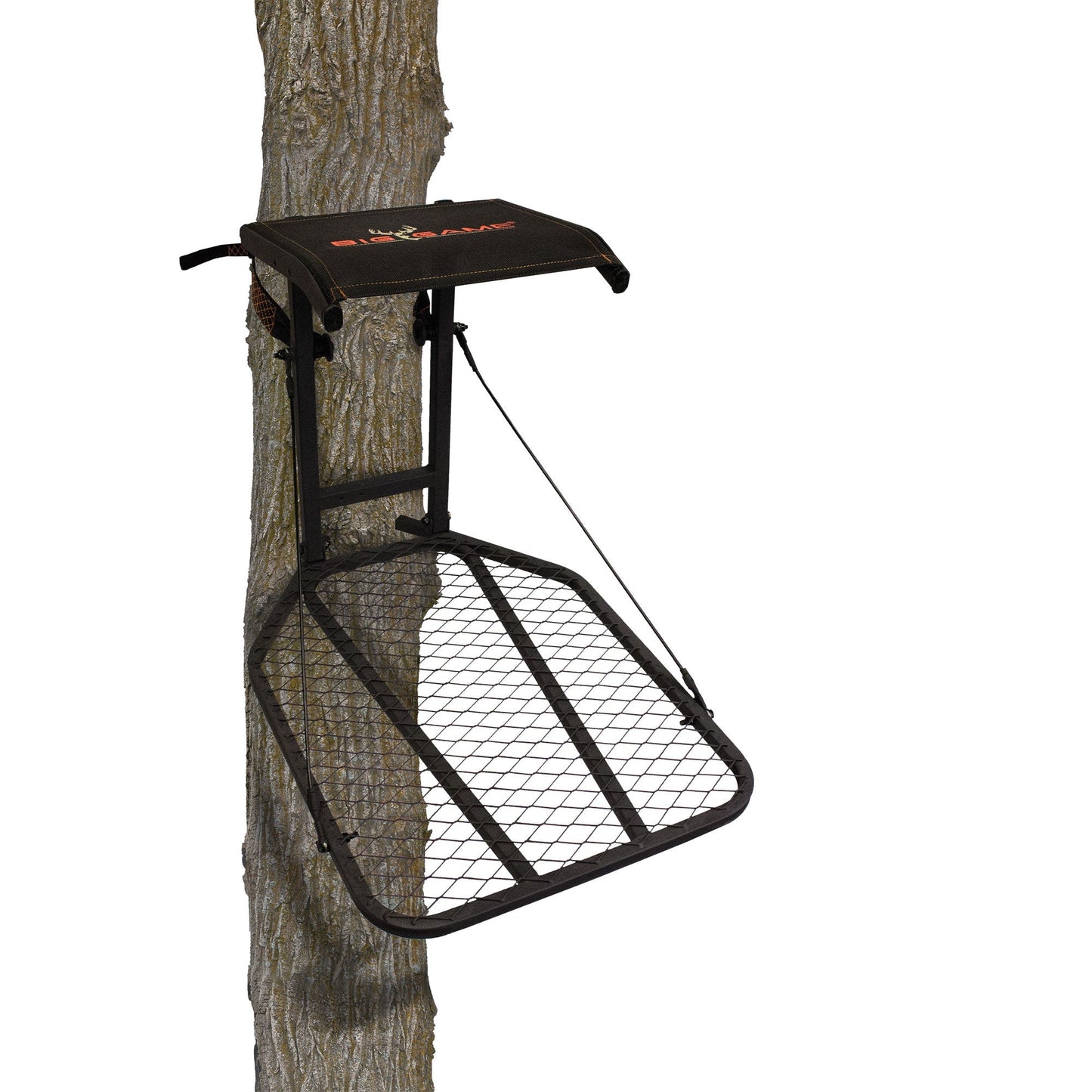 Big Game Captain Steel Hang - On Treestand with 14" x 12" Flip - Back Seat, Black - Angler's Pro Tackle & Outdoors