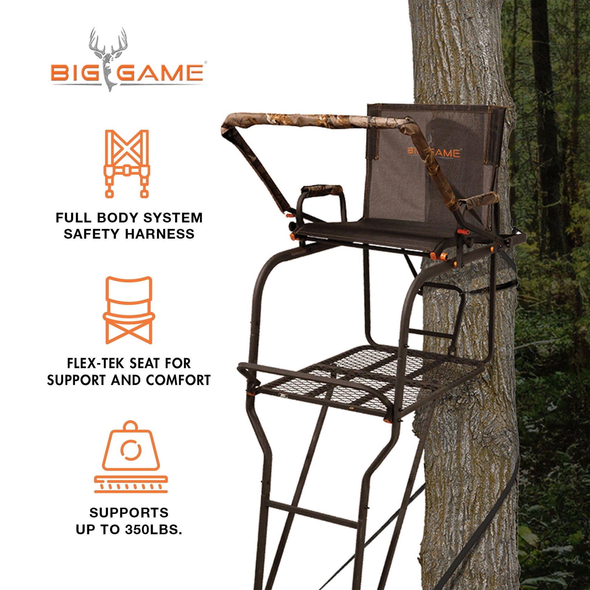 Big Game Hunter HD 1.5 Deer Hunting 18.5 Foot 1 Person Ladder Tree Stand, 2 Pack - Angler's Pro Tackle & Outdoors