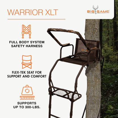 Big Game Warrior DXT 17 Foot 1 Person Deer Hunting Ladder Climbing Tree Stand - Angler's Pro Tackle & Outdoors