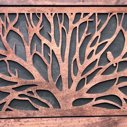 Bellewood Designs - Large Hidden Gun Storage Cabinet Tree of Life Wall Decor - Birds In a Tree Concealed Gun Cabinet
