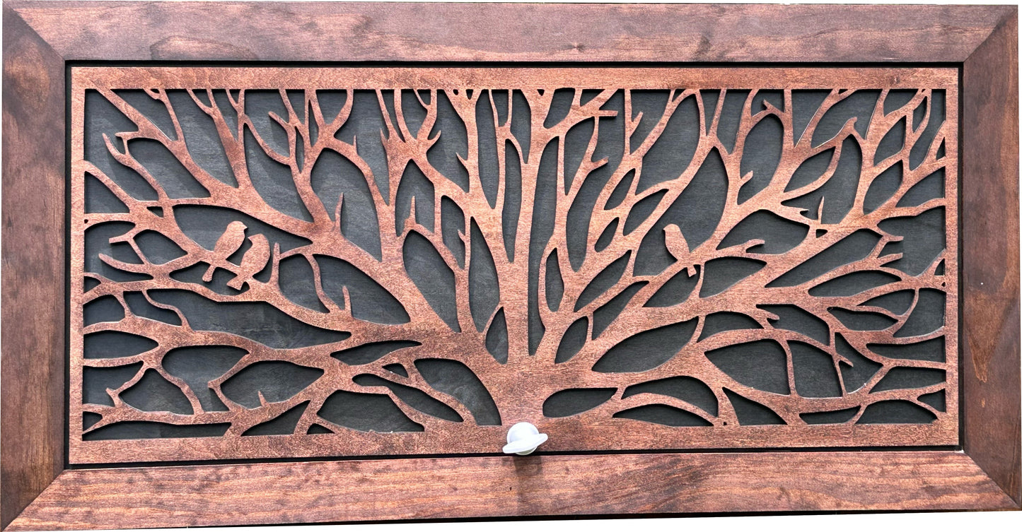 Bellewood Designs - Large Hidden Gun Storage Cabinet Tree of Life Wall Decor - Birds In a Tree Concealed Gun Cabinet