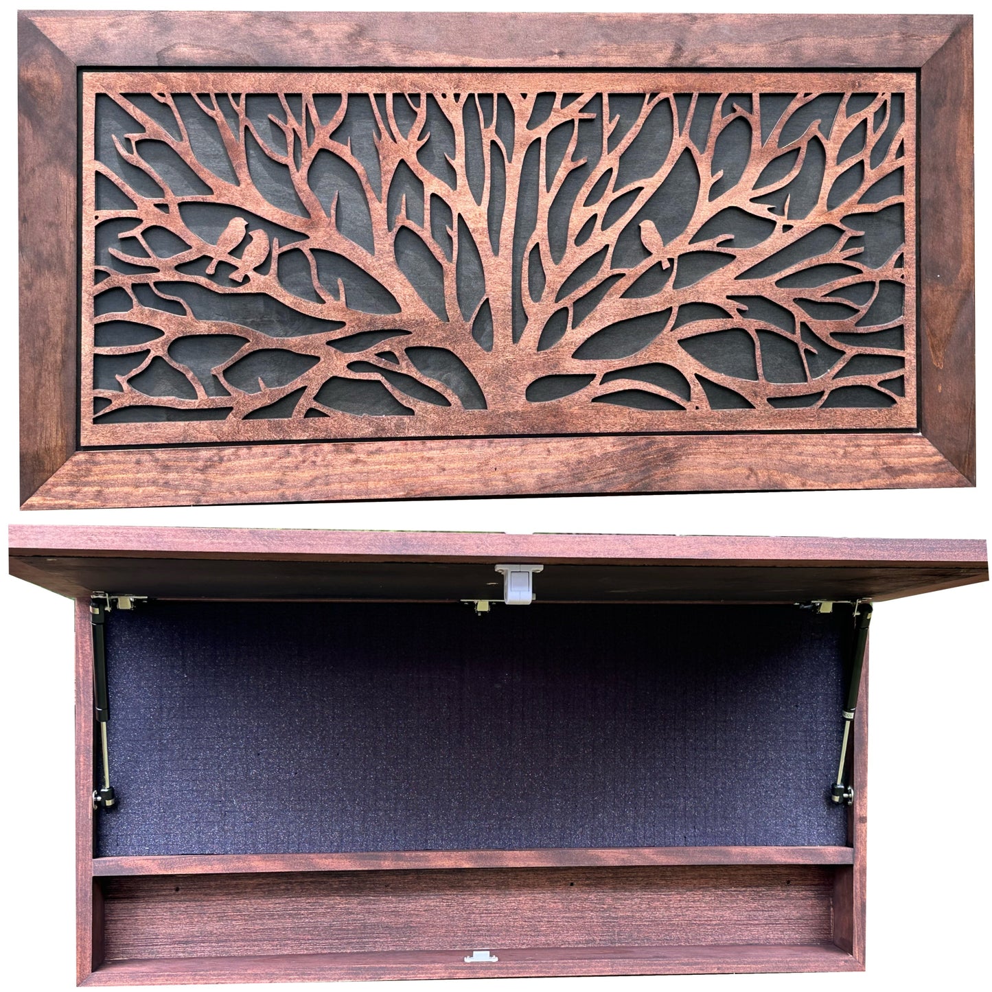 Bellewood Designs - Large Hidden Gun Storage Cabinet Tree of Life Wall Decor - Birds In a Tree Concealed Gun Cabinet