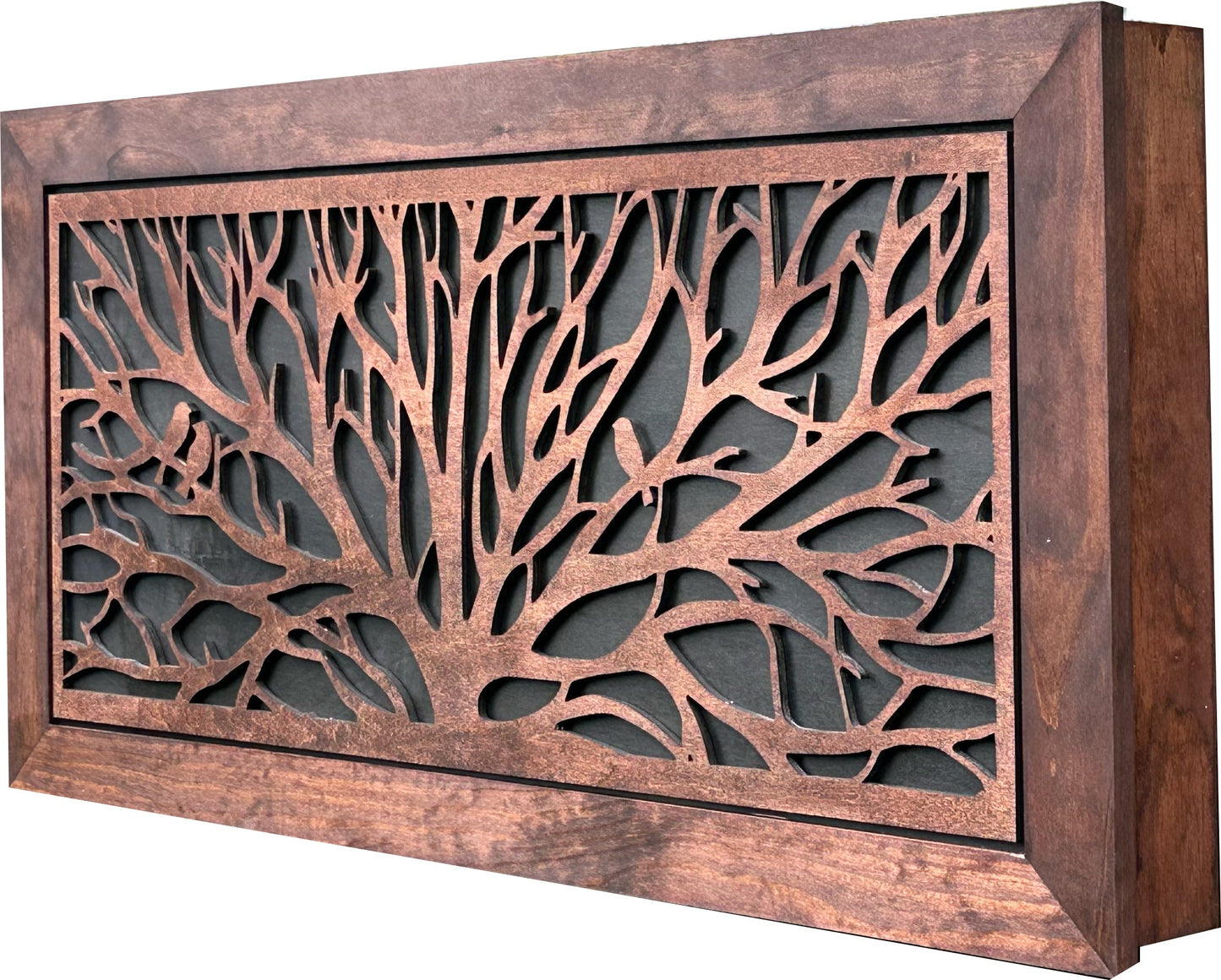 Bellewood Designs - Large Hidden Gun Storage Cabinet Tree of Life Wall Decor - Birds In a Tree Concealed Gun Cabinet
