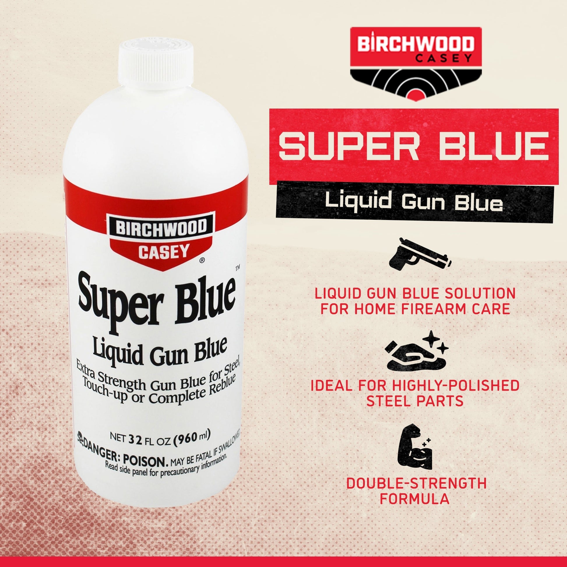 Birchwood Casey Super Blue Double Strength Liquid Gun Blue, 32 Fluid Ounces - Angler's Pro Tackle & Outdoors