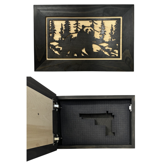 Hidden Black Bear Wall-Mounted Gun Cabinet – Safe Hidden Storage for Firearms
