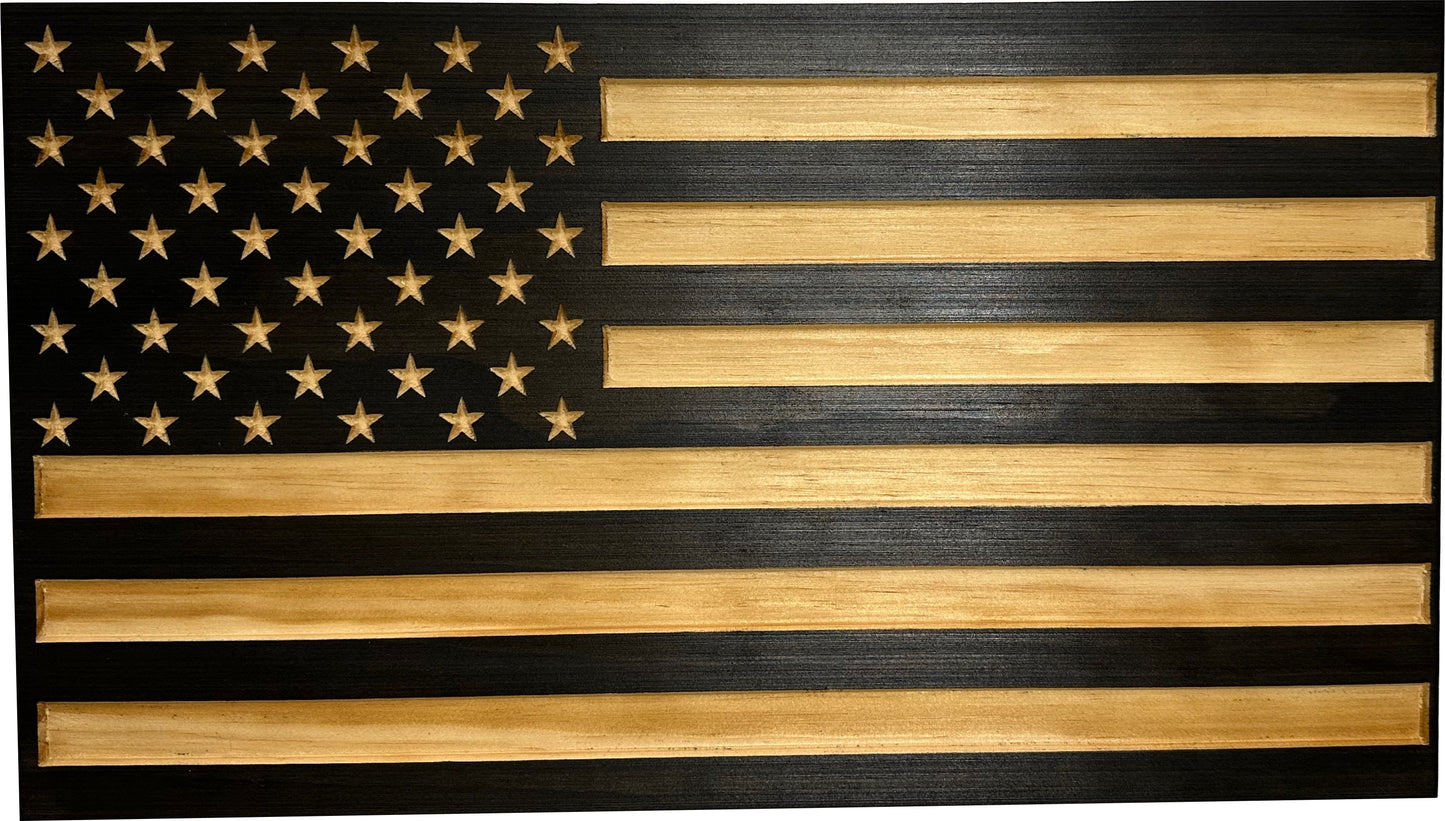 Bellewood Designs - Carved American Flag Decorative Wall-Mounted Secure Gun Cabinet