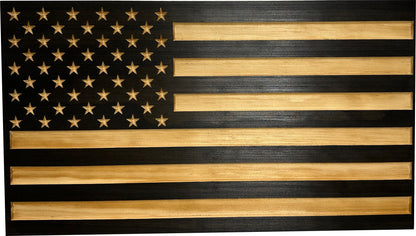 Bellewood Designs - Carved American Flag Decorative Wall-Mounted Secure Gun Cabinet