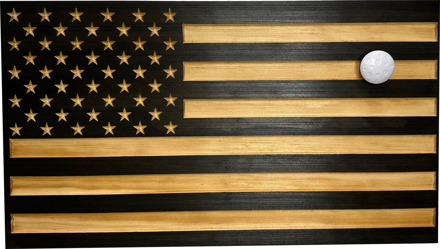 Bellewood Designs - Carved American Flag Decorative Wall-Mounted Secure Gun Cabinet