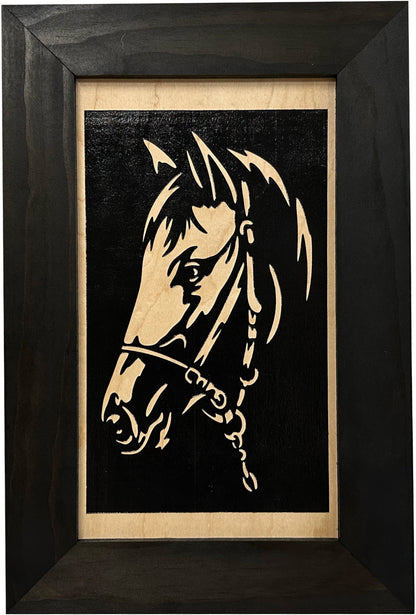 Bellewood Designs - Hidden Gun Safe Black Horse Wall Art Decoration