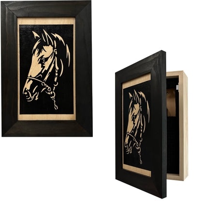 Bellewood Designs - Hidden Gun Safe Black Horse Wall Art Decoration