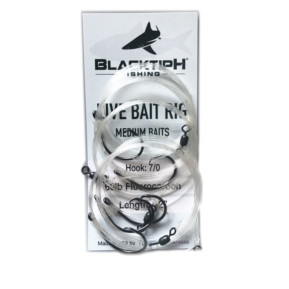 BlacktipH Live Bait Rigs with 7/0 Black Nickel Circle Hook and Premium Rosco Swivel - Medium 5 Pack - Angler's Pro Tackle & Outdoors