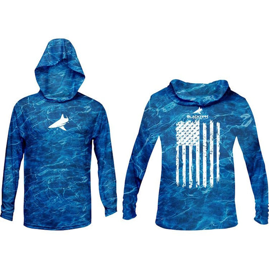 BlacktipH Patriotic Performance Distressed Hoodie with UPF 50+ Protection - Angler's Pro Tackle & Outdoors