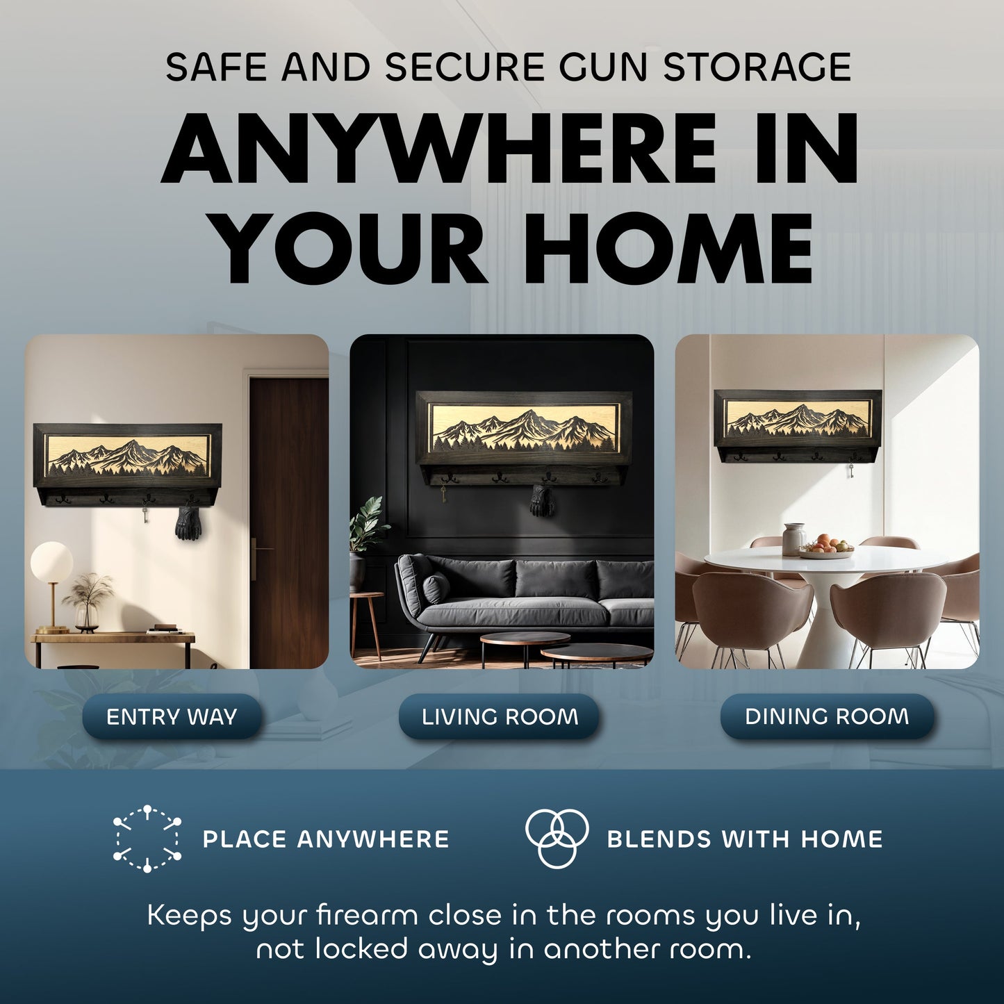 Bellewood Designs - Mountain Scene Concealed Gun Storage Coat, Key, Bag Storage