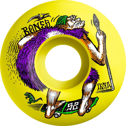 Bones OG Formula NEONderthal V4 Wide 52mm 100a Wheels - Yellow (Set of 4) - Angler's Pro Tackle & Outdoors