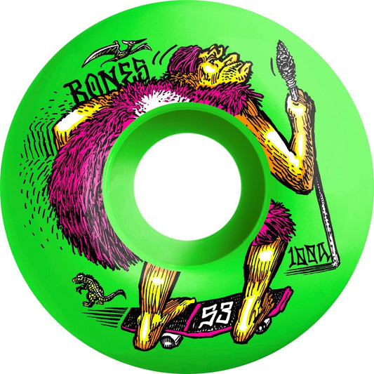 Bones OG Formula NEONderthal V4 Wide 53mm 100a Wheels - Green (Set of 4) - Angler's Pro Tackle & Outdoors