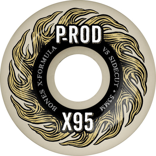 Bones X - Formula P - Rod Pro V5 Sidecut 53mm 95a Wheels - White (Set of 4) - Angler's Pro Tackle & Outdoors