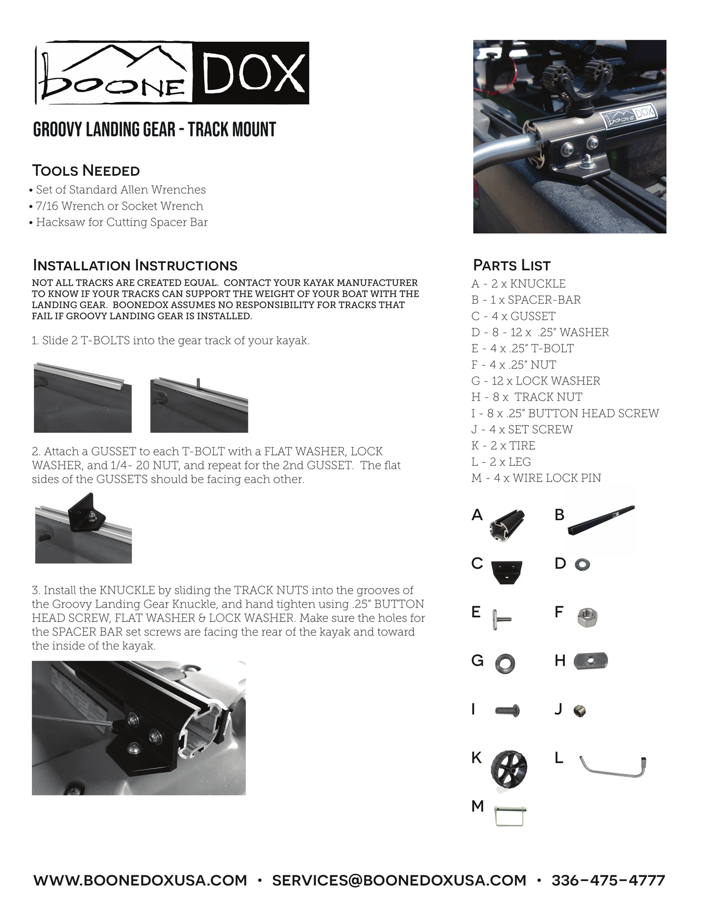 Boonedox Groovy Landing Gear Track Kit Cart