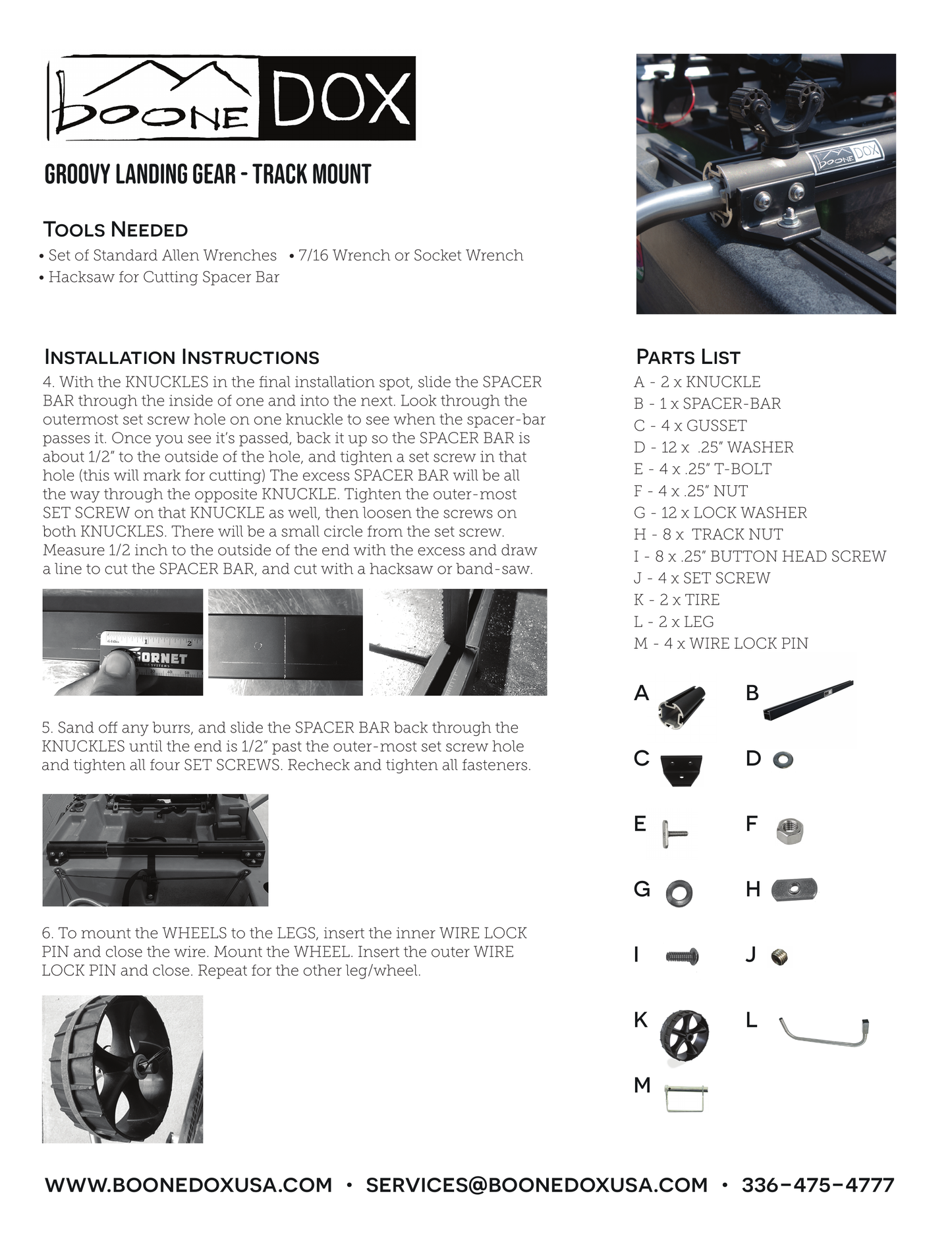 Boonedox Groovy Landing Gear Track Kit Cart