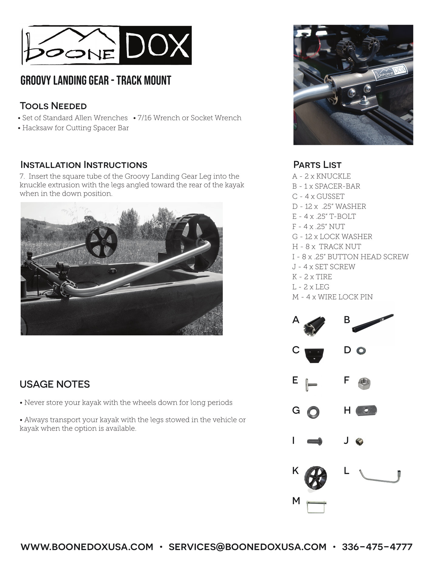 Boonedox Groovy Landing Gear Track Kit Cart