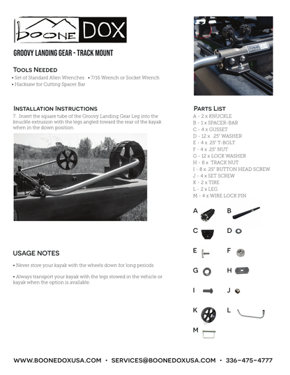 Boonedox Groovy Landing Gear Track Kit Cart