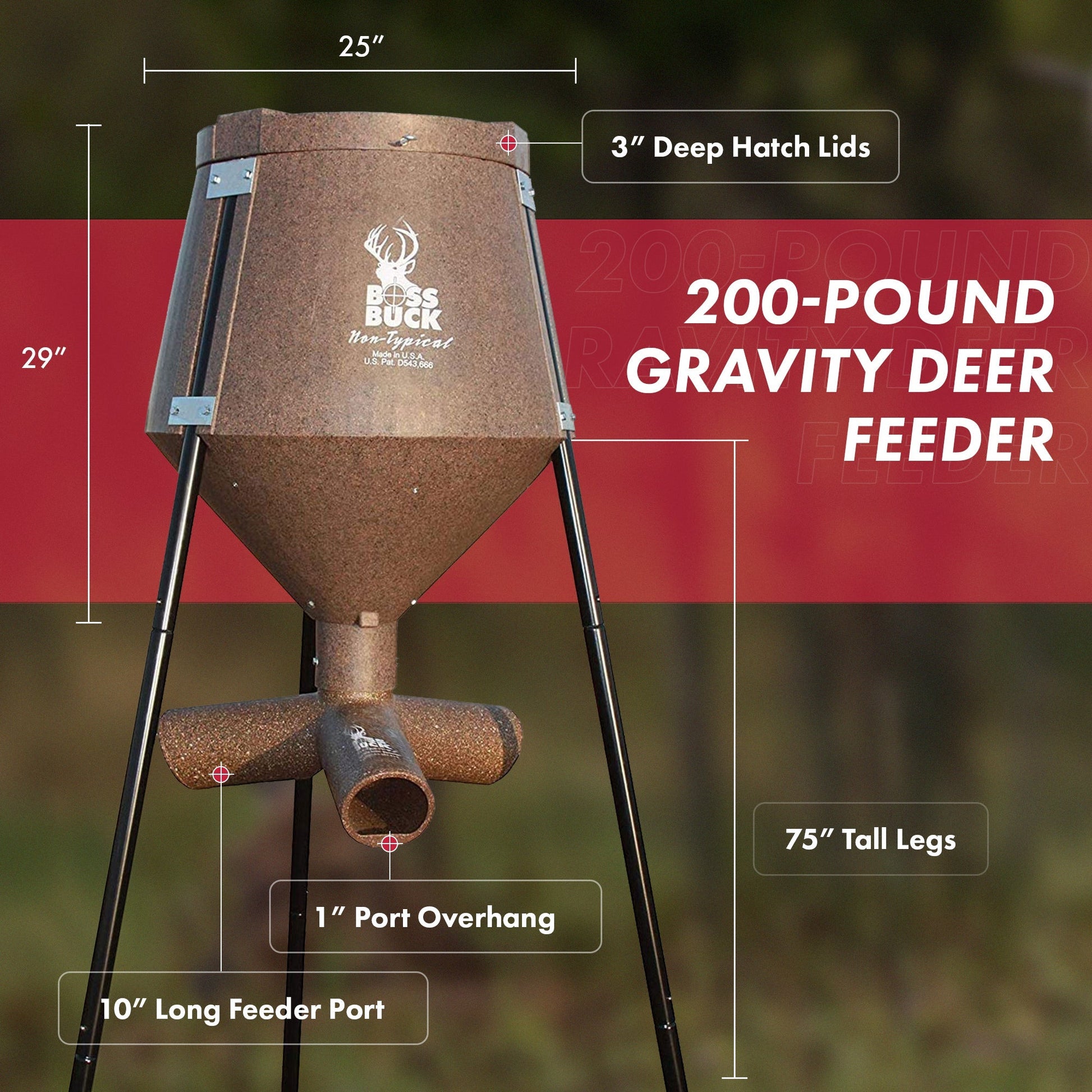 Boss Buck 200 Pound Gravity Fed Tripod Game Deer Corn and Protein Pellet Feeder - Angler's Pro Tackle & Outdoors