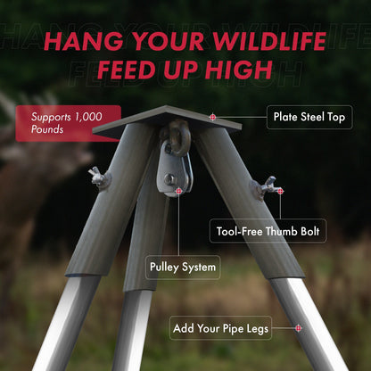 Boss Buck BB - 1 - TPH2 Heavy Duty Steel Tripod Header with 1000 Pound Pulley System - Angler's Pro Tackle & Outdoors