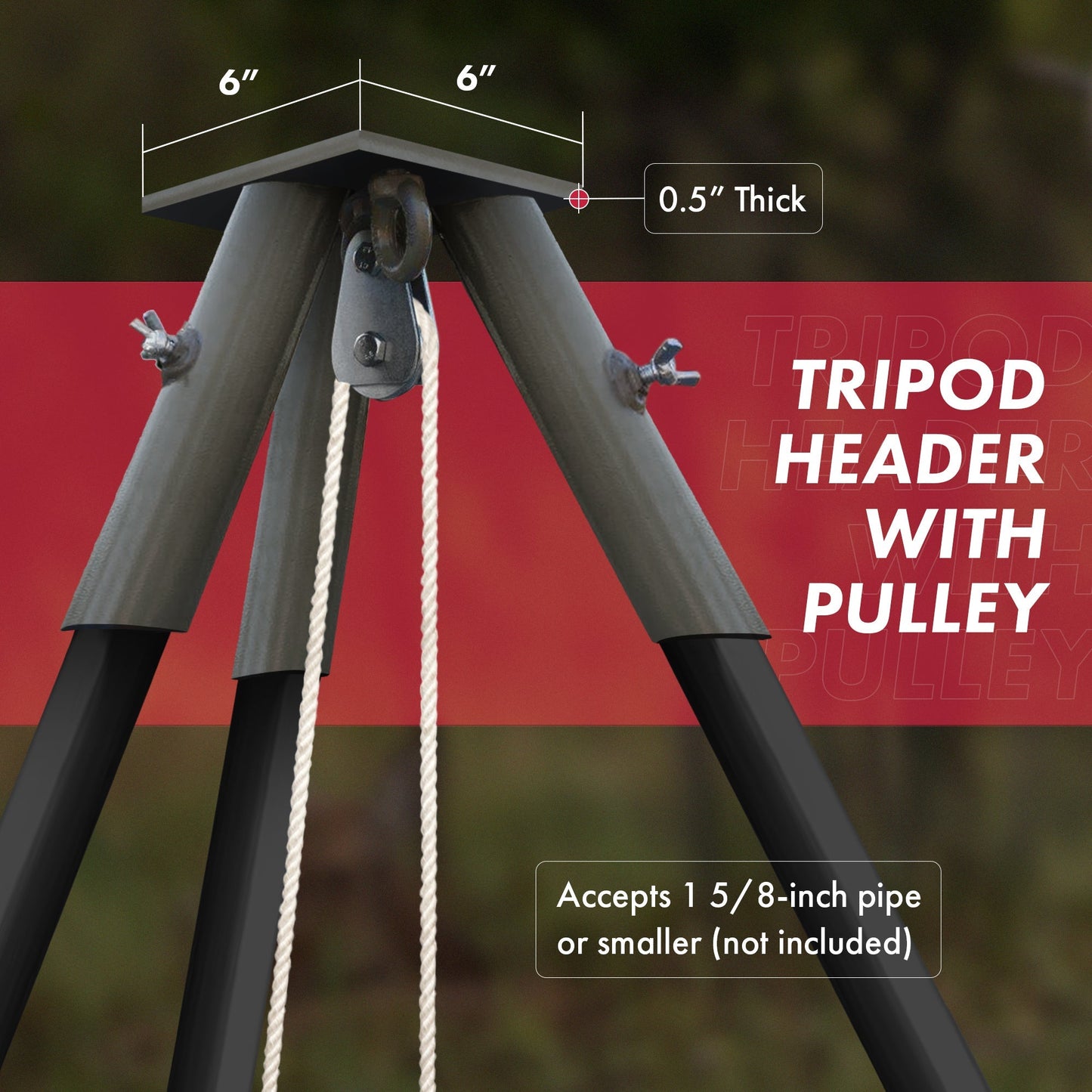 Boss Buck BB - 1 - TPH2 Heavy Duty Steel Tripod Header with 1000 Pound Pulley System - Angler's Pro Tackle & Outdoors