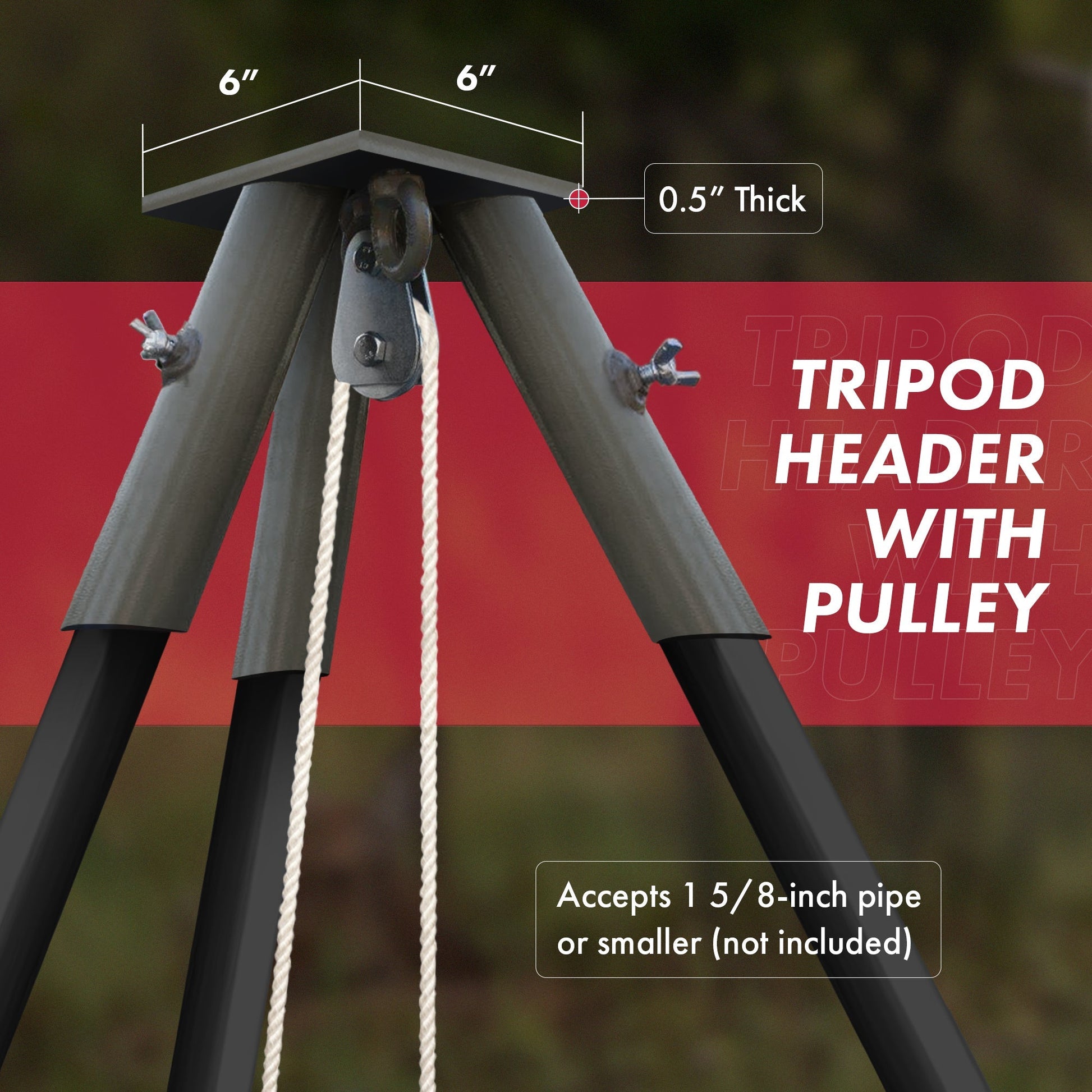 Boss Buck BB - 1 - TPH2 Heavy Duty Steel Tripod Header with 1000 Pound Pulley System - Angler's Pro Tackle & Outdoors
