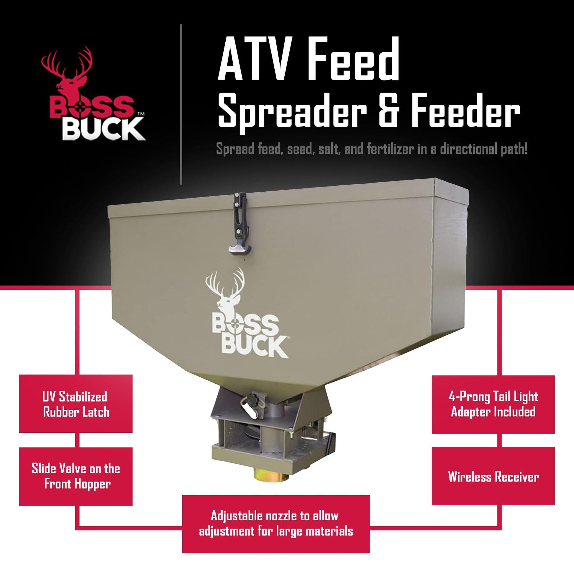 Boss Buck BB - 1.80 80lb Capacity Non - Typical ATV Feed Spreader & Seeder (2 Pack) - Angler's Pro Tackle & Outdoors