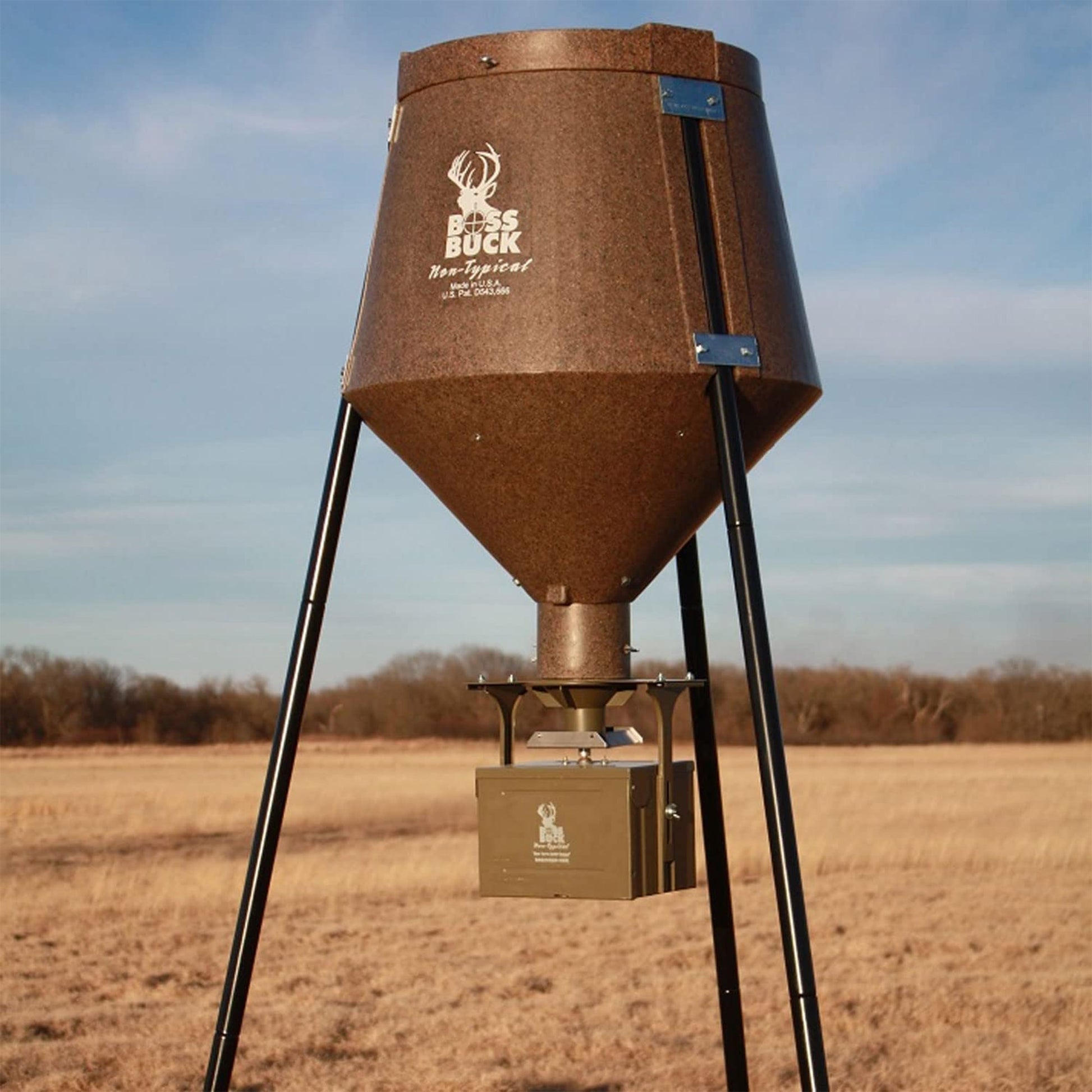 Boss Buck Texas 2 Step 200 Pound Drum Gravity Spin Tripod Combo Wildlife Feeder - Angler's Pro Tackle & Outdoors