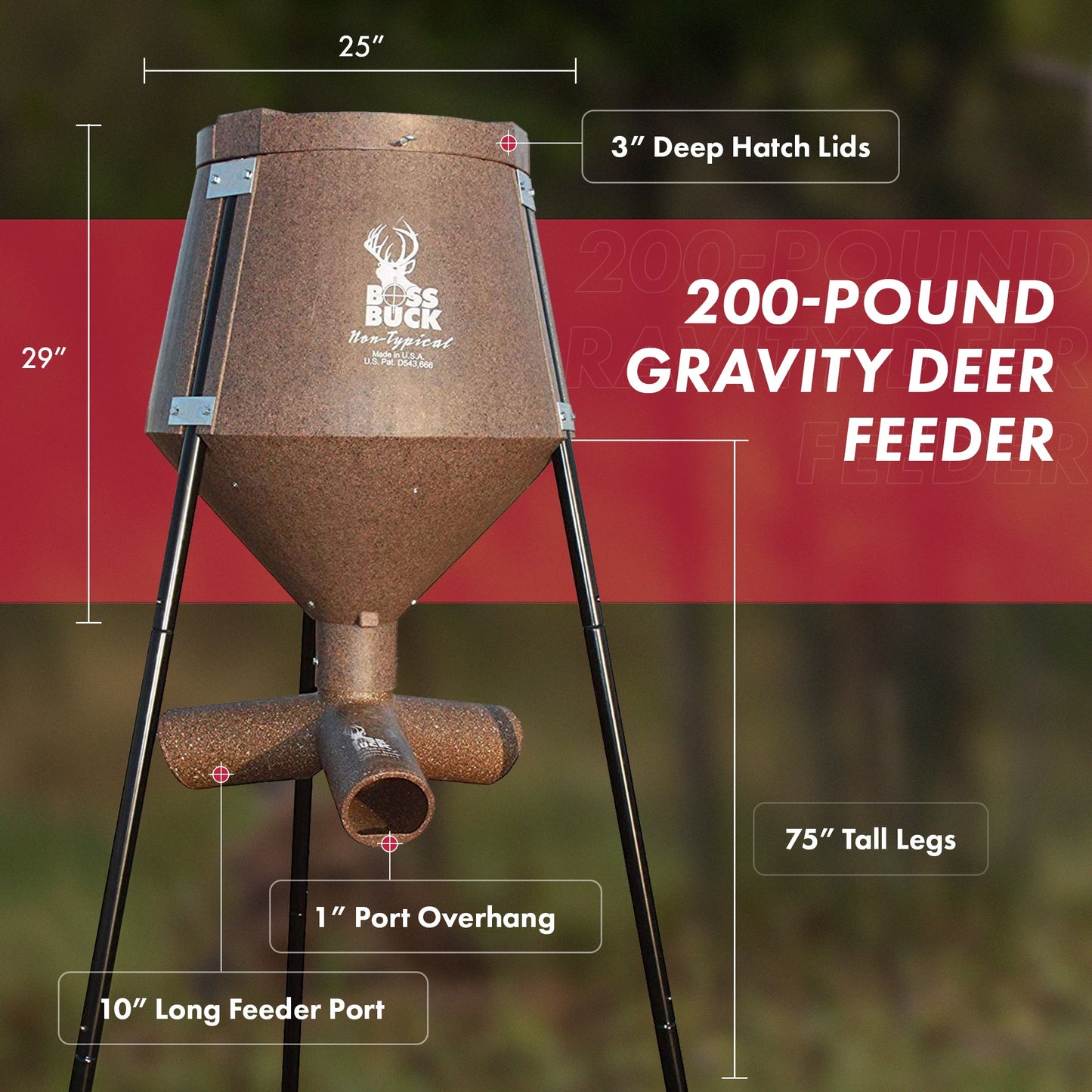 Boss Buck Gravity Fed Tripod Game Deer Corn and Protein Pellet Feeder (3 Pack)