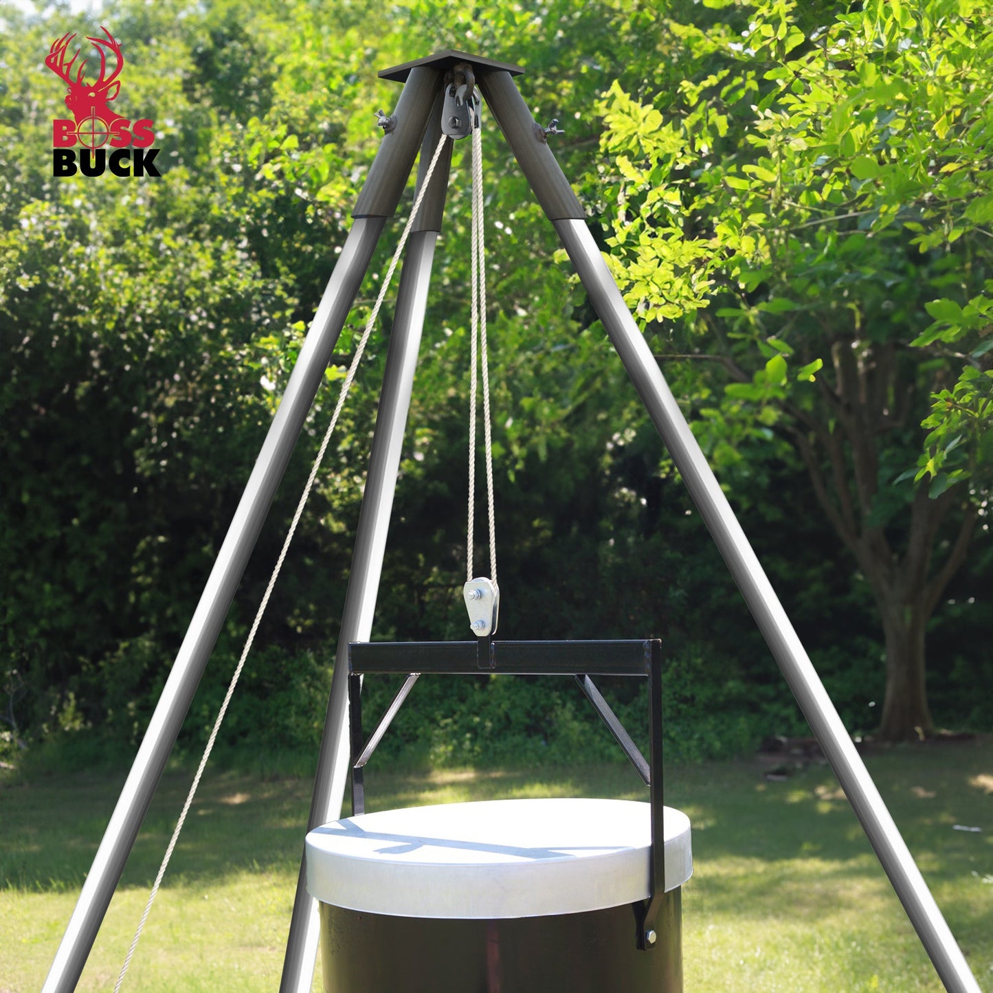 Boss Buck BB-1-TPH2 Heavy Duty Steel Tripod Header with 1000 Pound Pulley System