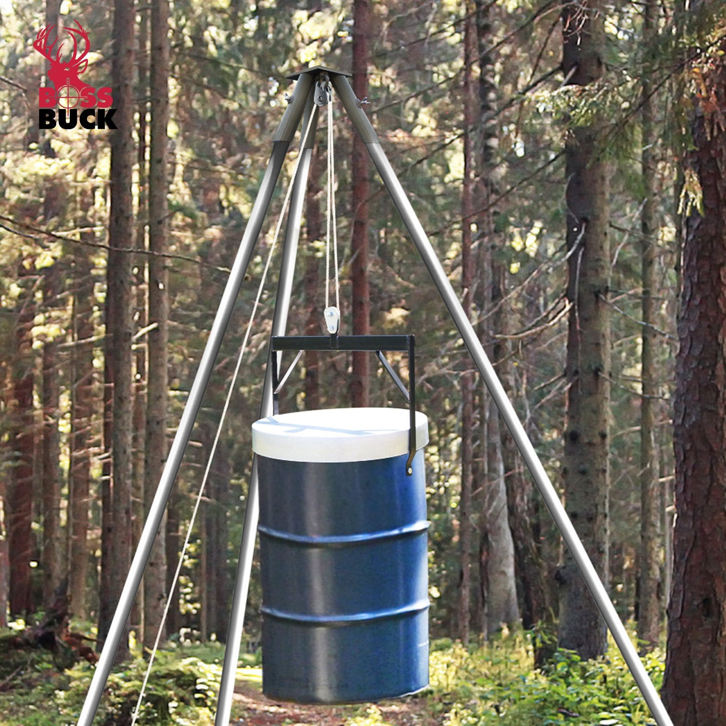 Boss Buck BB-1-TPH2 Heavy Duty Steel Tripod Header with 1000 Pound Pulley System