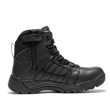 RockRooster Botas Pro Black Men's 6 inch Side Zipper Rubber Sole Tactical Boots BMP111BK