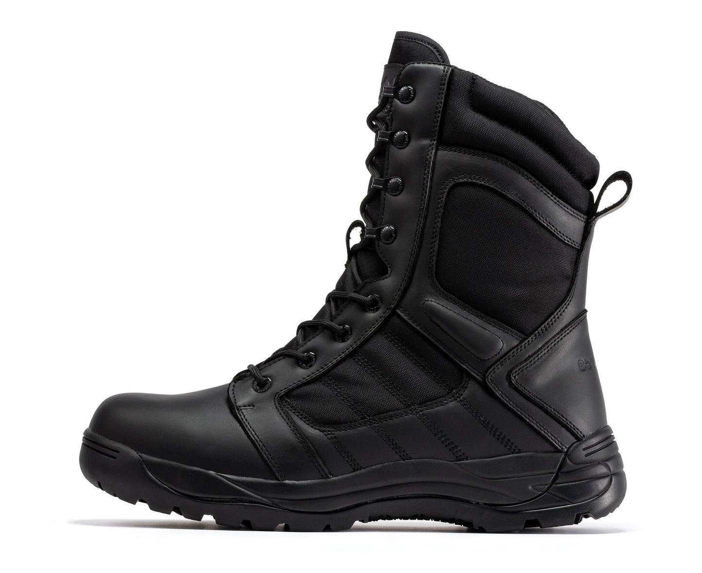 RockRooster Botas Pro Black Men's 8 inch Side Zipper Rubber Sole Tactical Boots BMP110BK