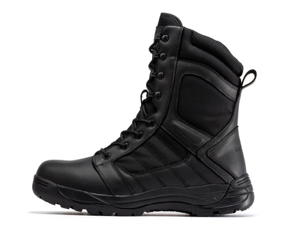 RockRooster Botas Pro Black Men's 8 inch Side Zipper Rubber Sole Tactical Boots BMP110BK