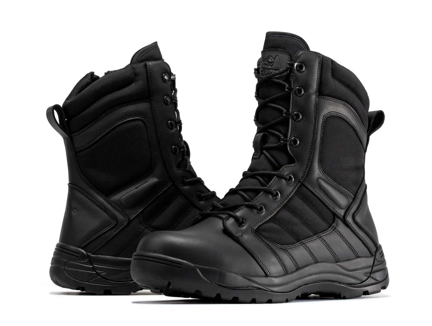 RockRooster Botas Pro Black Men's 8 inch Side Zipper Rubber Sole Tactical Boots BMP110BK