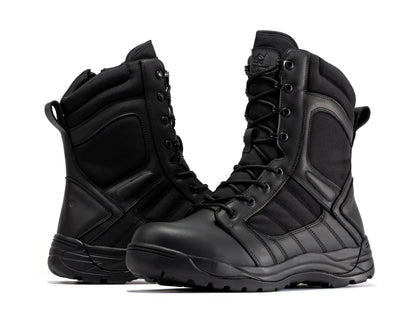 RockRooster Botas Pro Black Men's 8 inch Side Zipper Rubber Sole Tactical Boots BMP110BK