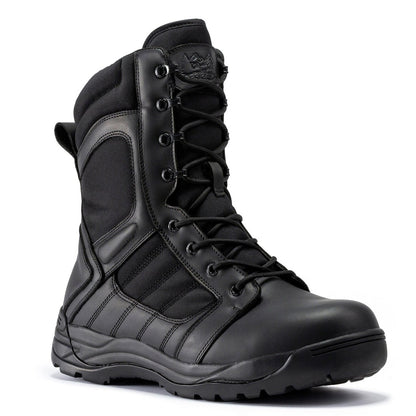RockRooster Botas Pro Black Men's 8 inch Side Zipper Rubber Sole Tactical Boots BMP110BK