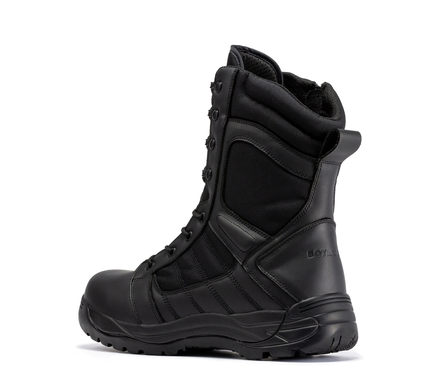 RockRooster Botas Pro Black Men's 8 inch Side Zipper Rubber Sole Tactical Boots BMP110BK