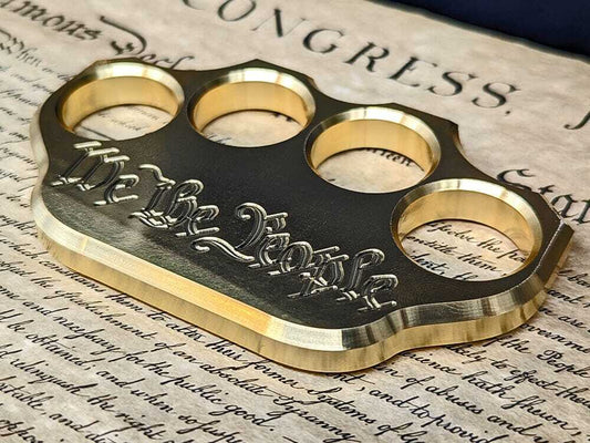 Milspin 3/4lb Brass Knuckle “We The People” Solid Brass Paperweight