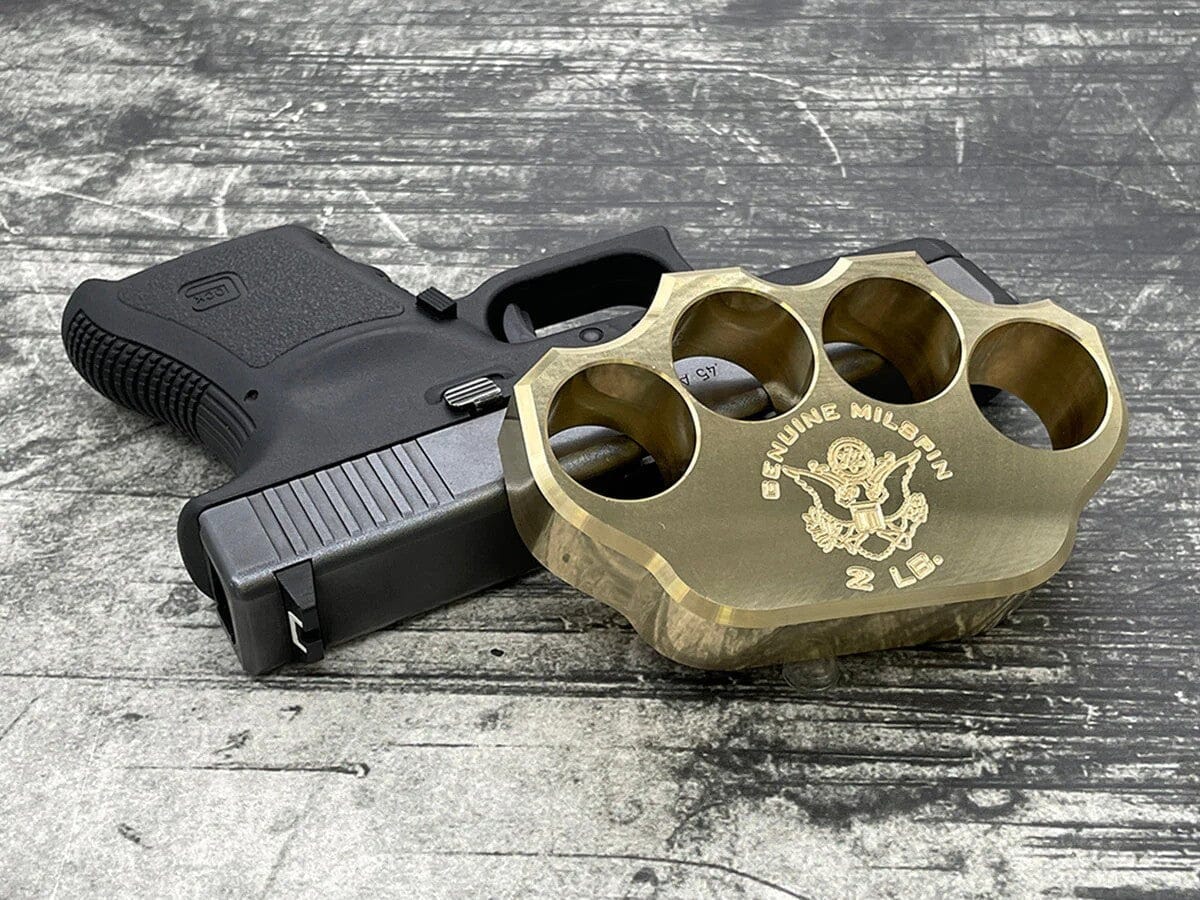 Milspin 2LB Brass Knuckle USA Flag Paperweight
