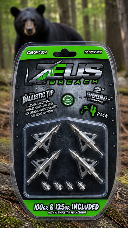 Killz ZEUS BREACH BROADHEADS (4 PACK)-COMES WITH BOTH 100/125 GR TIPS