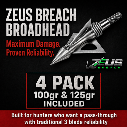 Killz ZEUS BREACH BROADHEADS (4 PACK)-COMES WITH BOTH 100/125 GR TIPS
