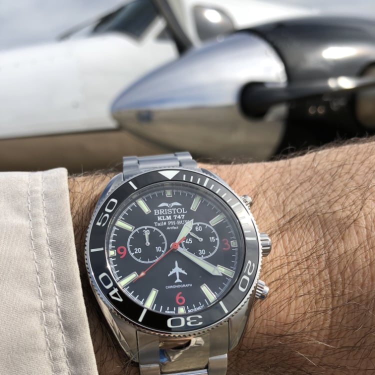 Bristol Aviator Watches 747 Tribute - Stainless Steel, Black Dial - Angler's Pro Tackle & Outdoors