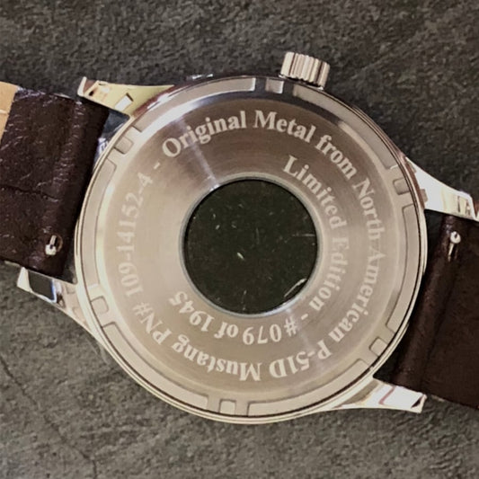 Bristol Aviator Watches P - 51 Mustang Tribute - Polished Finish, Beige Dial, Brown Leather Band - Angler's Pro Tackle & Outdoors